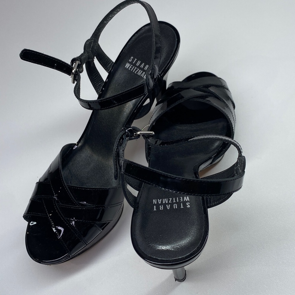Stuart Weitzman Glossy Black Sandals